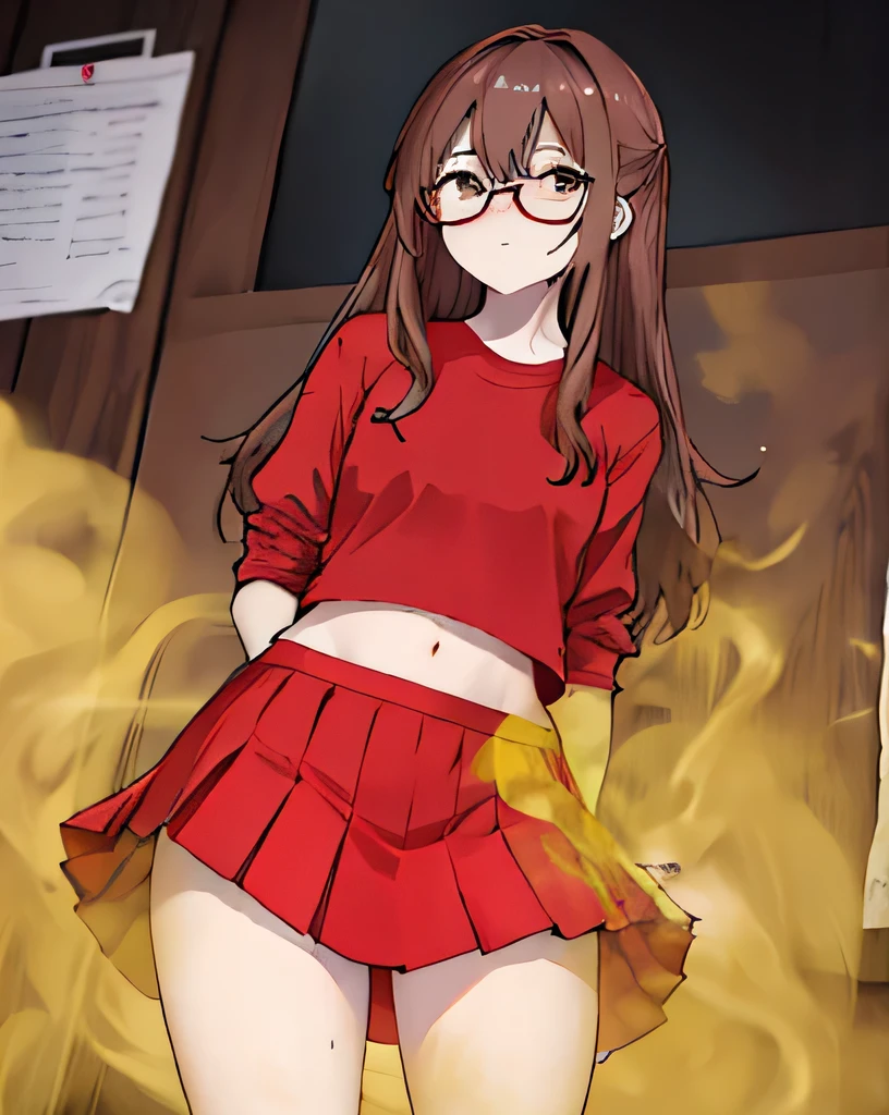 (table top、 highest quality:1.2)、High resolution、High level image quality、In 8K、real live action、RAW photo、highest quality、masterpiece、 very delicate、High-definition RAW color photo、professional photography、 wonderful face and eyes、超High resolution、RAW photo、only、beautiful feces、cute one girl、alone、big breasts、 A dark-haired、The long-haired、uniform、red tie、look at the audience、 (hair)、(pantyhose:1.2)、blush、embarrassed look、(classroom:1.1)、School