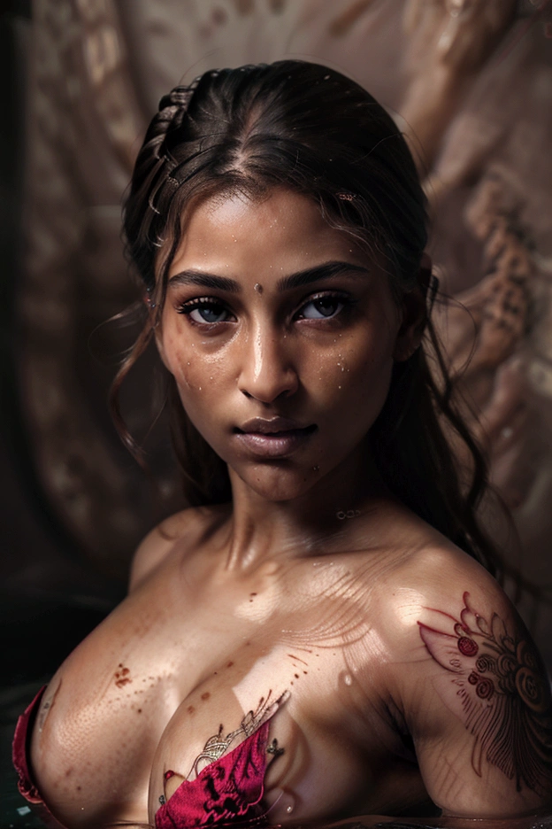 “”young-warrior” by Steve McCurry, 35mm, F/2.8, insanely detailed and intricate, character, hypermaximalist, brutal, ornate, beautiful, bodypaint, suffering, dreadful, gothic, terror, horror, revealing, erotic, disappealing, repulsive, hateful, hyper-realistic, super detailed, popular on Flickr”