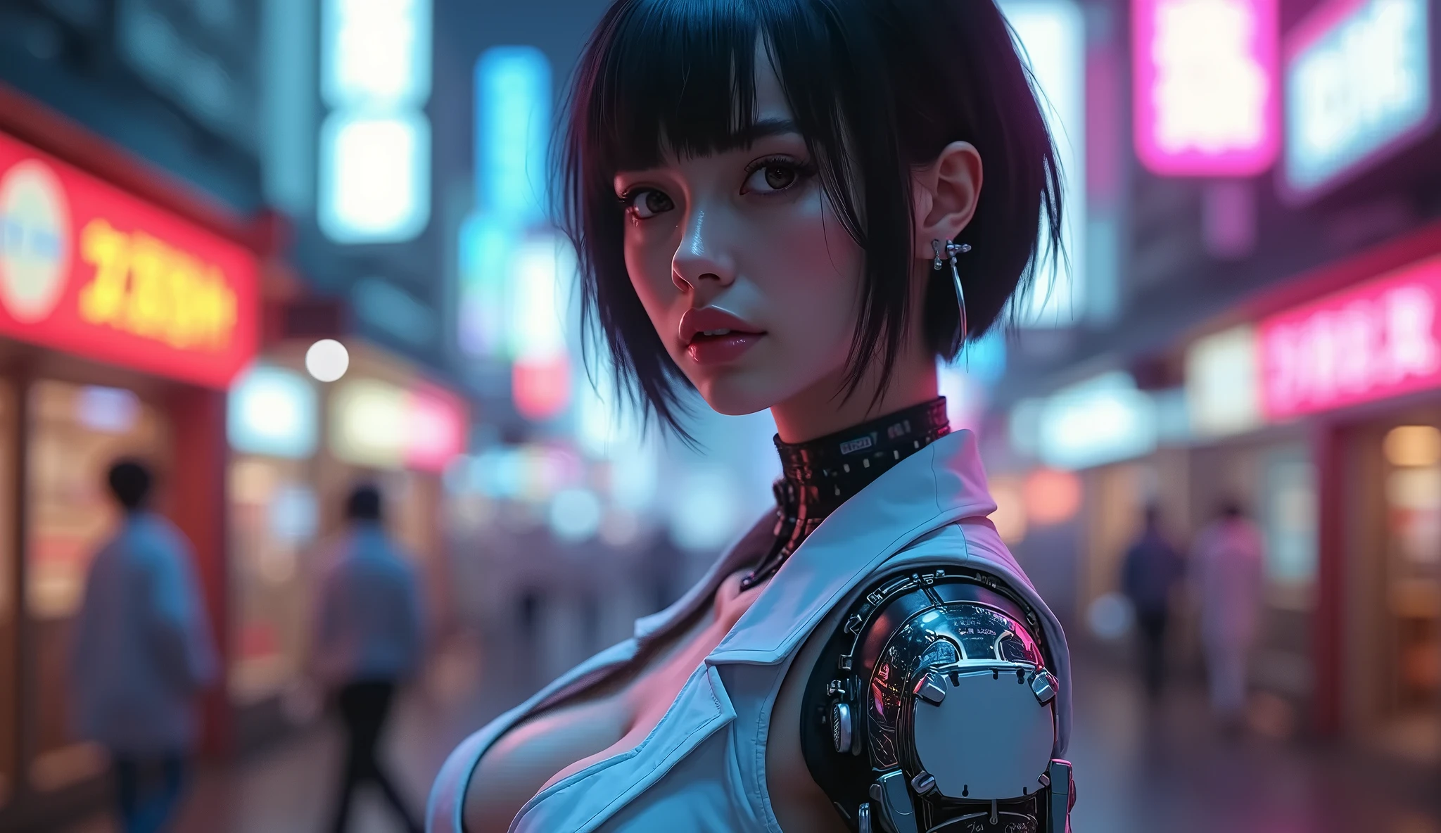 8k,Highly detailed illustration, Ultra-high resolution, masterpiece, Highest quality, Super Beauty,Skin with perfect radiance, Perfect lighting, Detailed lighting, Dramatic Shadows, Ray Tracing, 1 beautiful Caucasian woman, Looking at the audience, Very large breasts, Beautifully detailed hazel eyes, Sharp Face, Clear Eyes, Red lips, Long Bangs,, ((Cyberpunk Dark City)), ,masterpiece,Highest quality.Bright colors,Rich colors, Backlight, Cinema Lighting, Film Grain, 50mm lens, Nikon D850,Detailed character art,Fantasy art,Ultra-high resolution,Ultra-Realistic Skin,Perfect hand shape
Сексуальная поза, девушка полностью в кадре.
Красное нижнее бельё, полупрозрачное