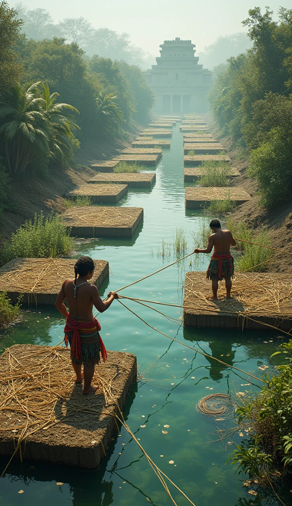 Beautiful Khmer bathing on a stream at Angkor watt