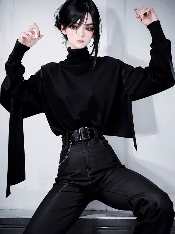 Masterpiece, Best Quality, 1 Girl, Solo, Yoha 2 Type B, Black Blindfold, Blindfold, Skirt, Black Skirt, Sai Hai