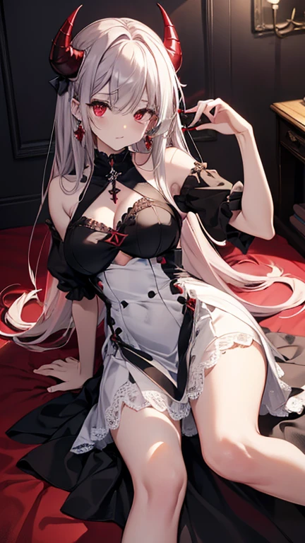 anime - style image of a woman in a black lingerie sitting on a bed, an anime drawing by Shitao, pixiv, fantasy art, seductive anime girl, small curvy loli, perfect white haired girl, from girls frontline, fine details. girls frontline, azur lane style, [ 4 k digital art ]!!, beautiful alluring anime woman, anime goddess