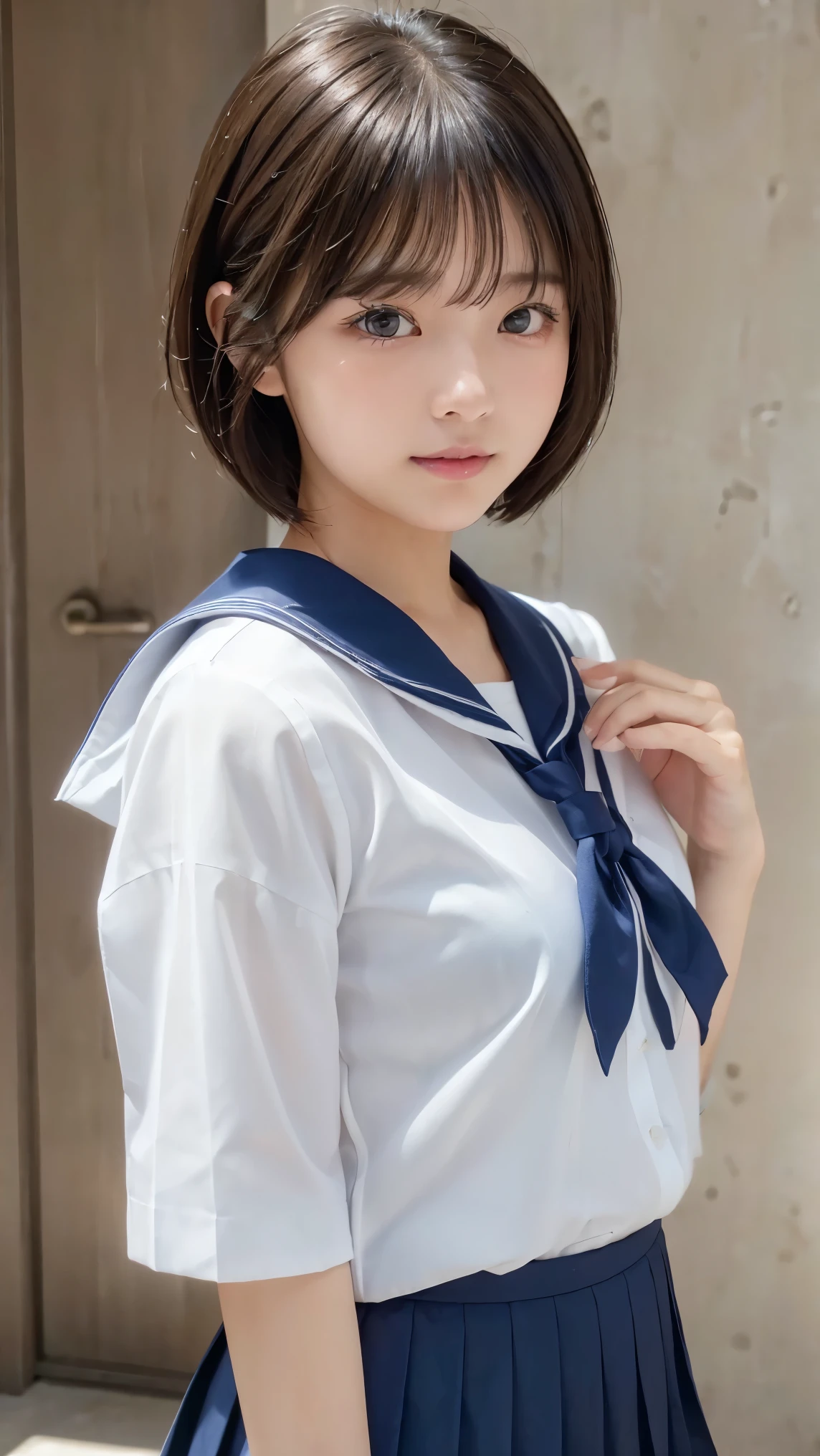 Pubic hair grows、Smile full of happiness、((:1.3))、During hard sex、、Panting face、Lacking、After being attacked、school girl outfit、a sailor suit、Sweating、Expression in a state of excitement、short-hair、eye glass、((Lower body naked:1.1))、((1 beautiful girl)), extremely detailed CG unified 8k wallpaper, Highly detailed, RAW color photo, Professional Photography, Realistic, ager, (High school uniform with open chest:1.5), Pleated skirt, (Beautiful big breasts), Bedroom, From above lying on her back, head on the pillows, Spread open legs,((of the highest quality, 8K, masutepiece: 1.3, Raw photo)), Sharp Focus: 1.2, (1 AESPA Girl :1.1), Solo, (Realistic, Photorealistic: 1.37), (Face Focus: 1.1), Cute face, hyperdetailed face, (Short messy hair: 1.2), Small Smile, (Chiffon Uniform), Sitting, Chiffon panties, Thigh, crass room, flower, cattleya