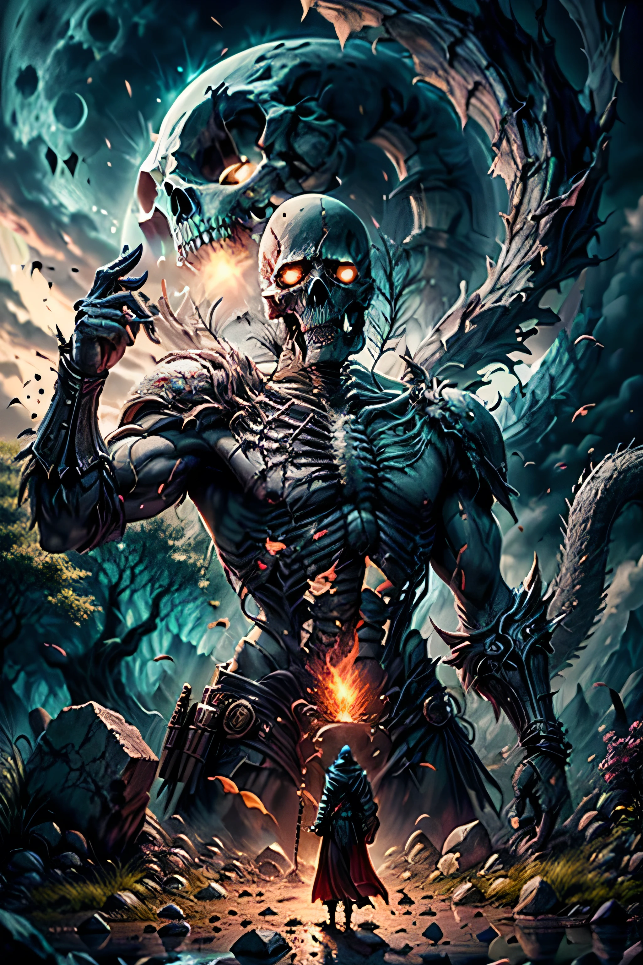 masterpiece, noise suppression, void noise, one male elf, Best quality, permission 8k, male focus, sharp image, just concentrate, stunning composition, volumetric lighting, super quality, Very detailed, fantasy, adult male elf zombie with long white disheveled hair, Cold, dead man with pale grayish skin, with a short white beard, yellow eyes, cadaveric spots, crazy, in a torn shirt and pants, in blood, sharp claws, ready to fight, shows sharp teeth, fantasy средневековье, cemetery