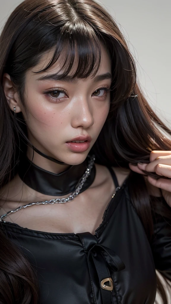 a close up of a woman in a black dress posing for a picture, Jennie Blackpink, gemma chen, young cute wan asian face, Marin Kitagawa, xintong chen, wenfei ye, jossi do blackpink, lulu chen, shiori teshirogi, aoi ogata | | | | | | | | | | | | | | | | | | | | | | |, she's facing the camera, kiyoko suzuki, yanjun chengt