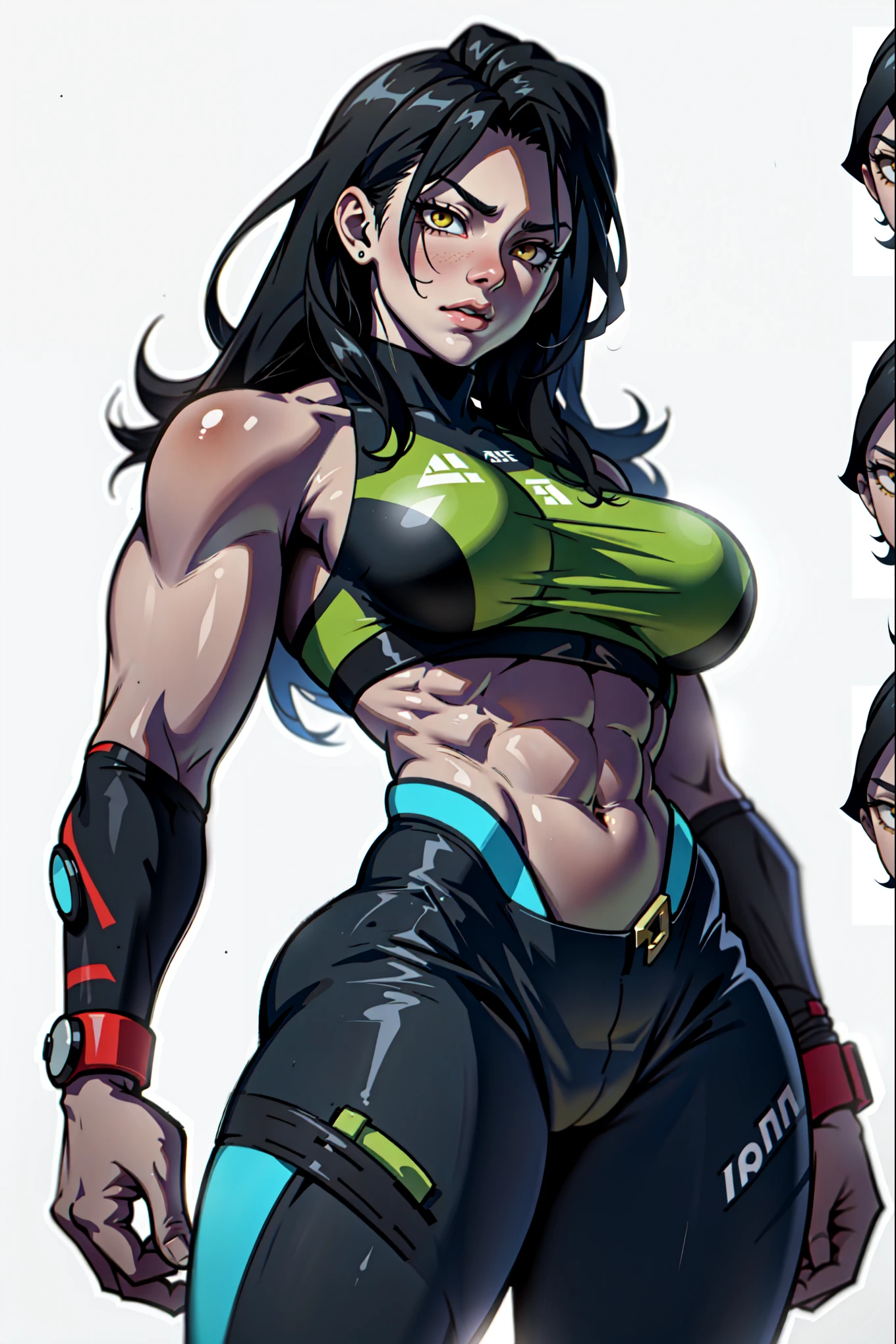 girl solo standing (((muscular girl toned body large breasts thick))) yellow eyes black hair pale skin perfect anatomy perfect anatomy perfect anatomy highly detailed best quality detailed eyes highly detailed best quality detailed eyes