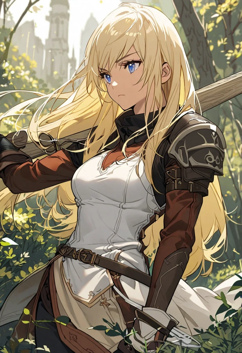 1 girl, long blond hair, archer, RPG character