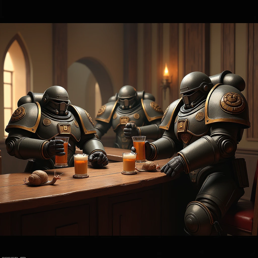 arafed image of a group of people in armor sitting at a table, still from the movie ex machina, steampank style, food advertisement, official screenshot, cell automata, anti-utopia, by Jacek Sempoliński, award-winning render, shoulders can be seen, freemasons, victorian thanksgiving feast, no two rooms are identical. 4k --auto --s2