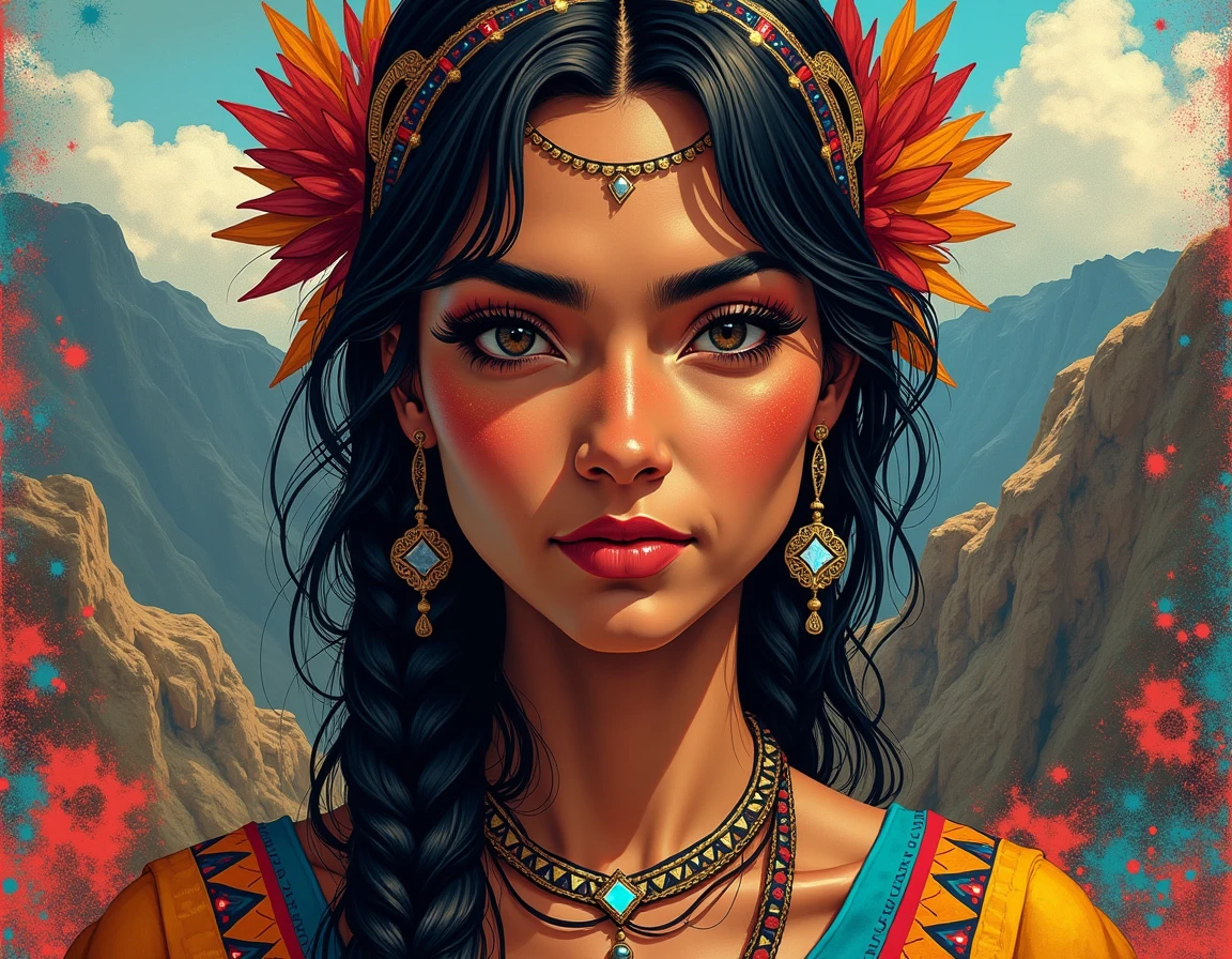 gorgeous sami woman,
beautiful face, large blue eyes, intense eyes, 
large breasts,  saggy breasts, sagging breasts, heavy breasts, perky nipples,
long black hair, 
standing in a forest during winter, 
wearing traditional sami clothes, 
masterpiece, intricate details, high quality, 4k,
 <lora:ink_splashing:1> ink splashing