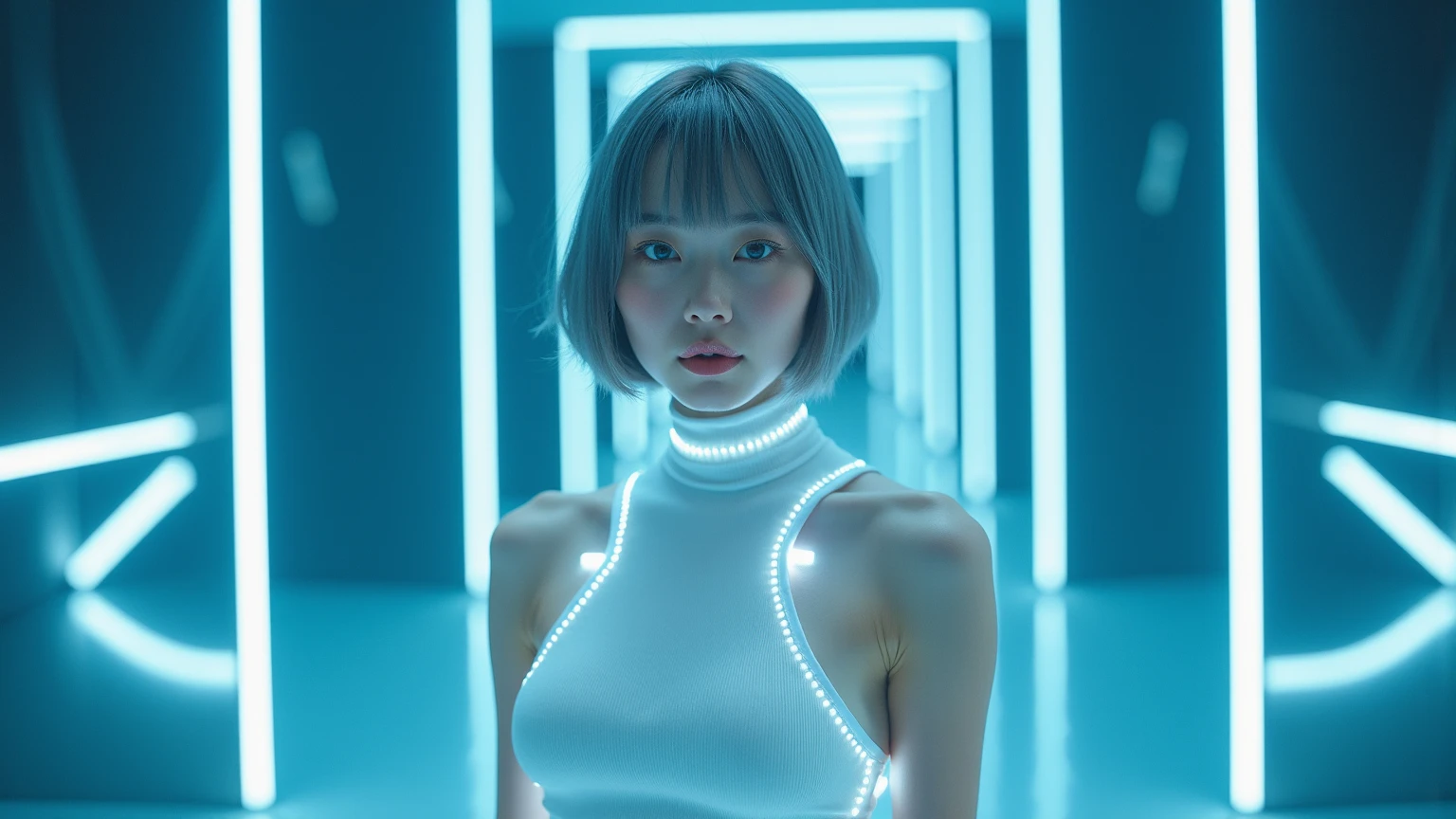 masterpiece, best quality, raw photo, realistic, 1girl, long blonde hair, <lora:xuer hologram Laser dress_20240203204448:1> xuer hologram Laser dress (cute face, temptations look), (professional photo, balanced photo, balanced exposure) masterpiece, best quality, 1girl, extremely beautiful detailed face, best shadow, medium breasts,