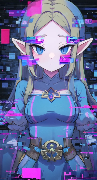 Princess Zelda, The living digital glitch, glitch effects, glitches everywhere,