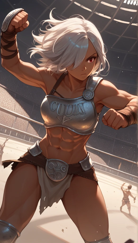 female, stance, fight, tanned