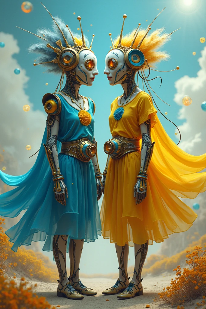 "(best quality, highres, ultra-detailed), 2 women, Desi, 40, average build, in colorful body paint,(playful, vibrant) jesters (costume is entirely body paint), wrestling for a crowd of rowdy aliens, in an(otherworldly) atmosphere,(fantastical, whimsical) outfits, (elaborate face makeup), (bright, vivid) colors, lively expressions, (dynamic poses), (mysterious, ethereal) lighting"
