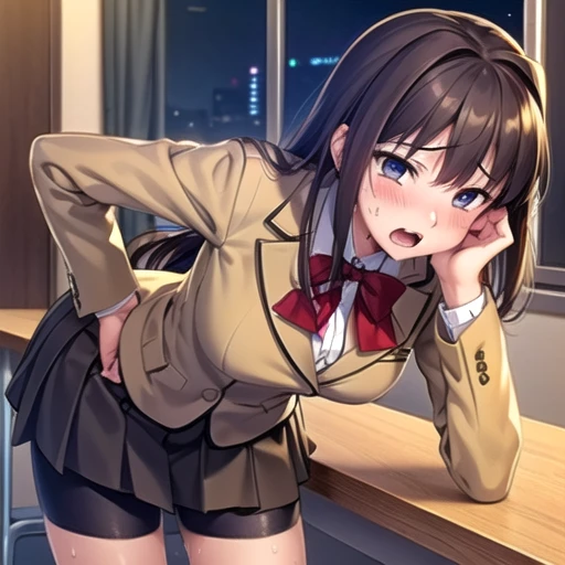 One Girl, Mirai Kasuga, ((Browsing Caution)), Big Breasts, Fingering, Grab from behind, From above, explore, Grey blazer, Red Check Skirt, (Lift up your shirt), Heterosexual, ((One boy)), Nipples, Embarrassing, Open your mouth, blush, Sweat, (Embarrassing:1.1), (blush:1.2), (orgasm:1.2), charm, (shout:1.1), (Move a row:1.1), Sweat, Heavy breathing, Expansion Division, penis, (((Blowjob))), night,On the sofa, pillow, break, Shiny skin, 最high quality, high quality, Absurd, High resolution, High resolution, Game CG, Highly detailed CG, wonderful, Official Style, Ultra-fine illustrations, In detail, Complex, Complex details, Highly detailed CG unity 8k wallpaper