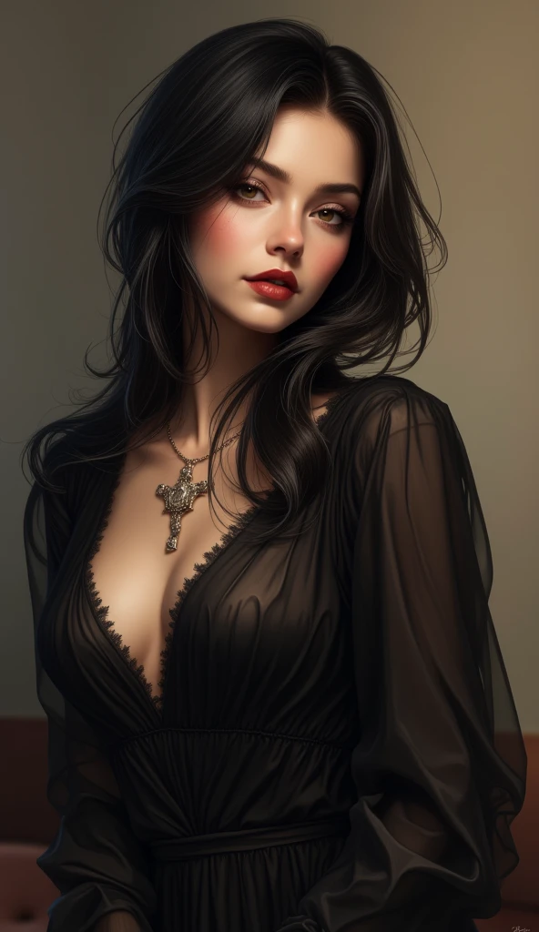 flux,Prompt: 1girl,solo,milf,dark_skin,,mature_female,seductive_expression,dress,black_hair,,(masterpiece,best quality,detailed, detailed_face .Sexy),cleavage,skindentation,full sleeves dress,hime cut
