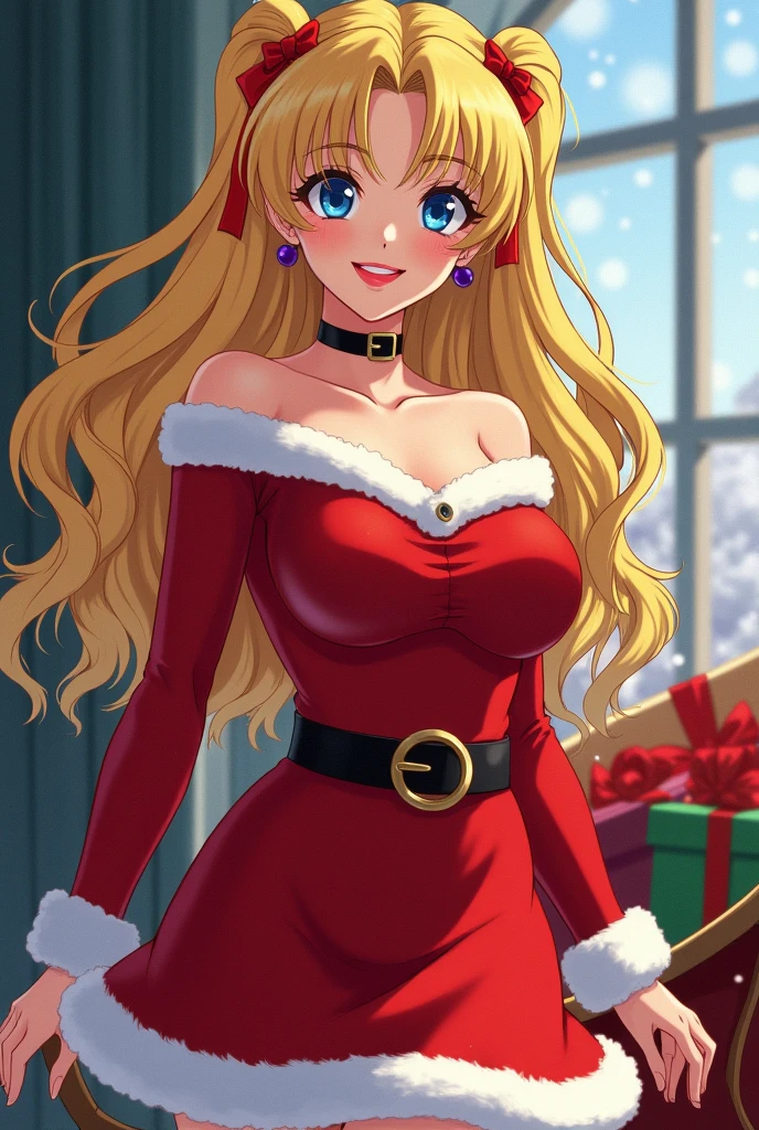 (masterpiece, best quality:1.2), 1girl, solo,mature_lady, delicate face,detail eyes,long hair, floating hair,medium breasts, upper body,,santa clothes,in a lift, in a elevator