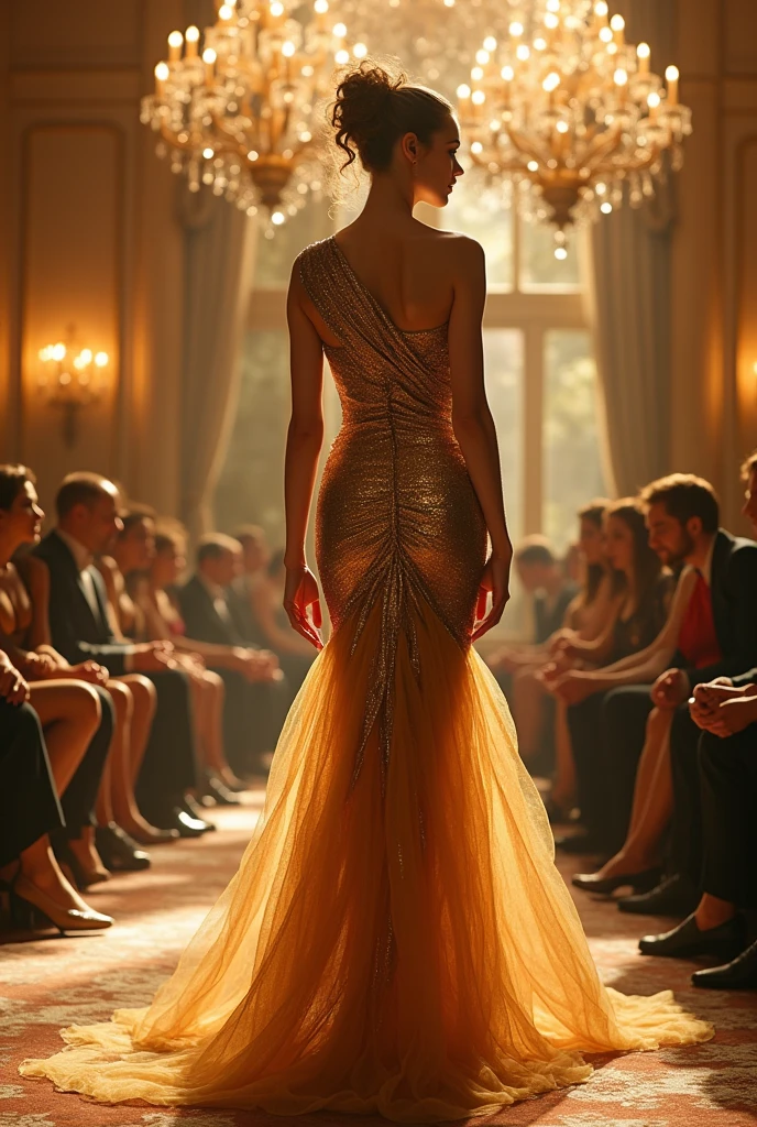 A very shiny evening dress.
