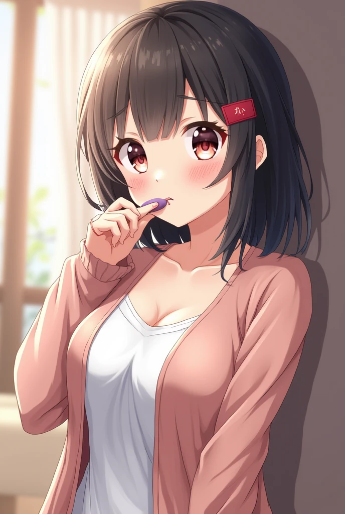 masterpiece,best qualtiy,1girl,popsicle,popsicle_licking,blush,tongue