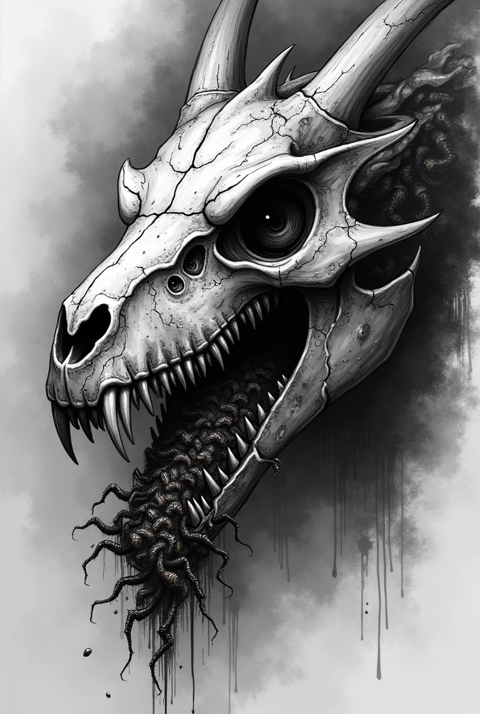 Mythic Dragon skull drawing