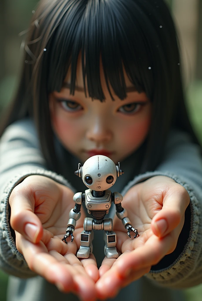 professional、(4K Photo:1.1) (Jeremy Ripkin:0.3)、(Anna Dittmann:0.3)、(Ariane Mark:0.3)、(Clear focus:1.3)、High Detail、((Pose photos)), Full view, On the table, (White wall background), (Reality: 1.2), 1 girl, 15 years old,(Beautiful and delicate eyes), ((Cute little nose) ), ((very cute beautiful girl)) , Delicate face, ((blush)),Silver Hair, ((Super short hair)), Very short Bob hairstyle,beautiful eyes、Drooping eyes、 (Beautiful green eyes), ((Eyeliner)),Flat Breasts、 precision mech parts, Silky fair skin, Showing cleavage、(Buttock protrusion: 1.35), ((Smile)), ((White panel wall background: 1.25)), (Isometric: 1.0), 8k, (high resolution: 1.5), ((Cute idol face : 1.5 )), (Model pose: 1.5 ), Looking at the camera, (look up: 1.3), (Breathing ears),wear (Tight shirt:1.2)、Beautiful detail face、(Attractive young woman:1.3)、(Fascinating:1.1)、Natural breasts、