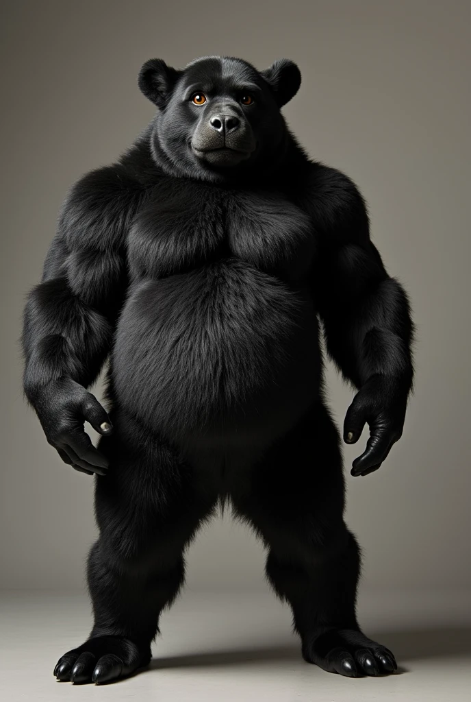 SFW, Anthro, male,canine, dog, pitbull:1.4, (black fur:1.8),( cut ears:1.0), chubby:1.2, round belly, huge belly, bloated belly, overweight belly, big body, wide body, enormous body, thick furry neck and chest fluff, (middle-age), (musclegut:1.4, thick body:1.2), (yellow eyes:1.2),detailed black eyes,tail, detailed fluffy fur, ( white background:1.6, standing pose:1.4 , looking at viewer:1.2, full body:1.2), ((intricate detail fluffy fur texture)), (by darkgem),(by OnePotatoATime),(by adios:1.2),(by taran fiddler),4k,masterpiece,full hd, BREAK