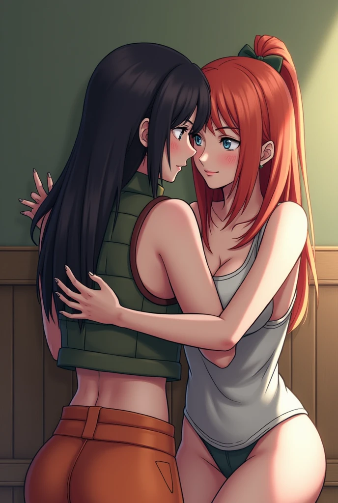 Film movie still, realistic, 2Girls, , (A detailed face), (Detailed skin), The details are complex, Shallow depth of field, [volume fog], movie lighting, Reflectors, a Canon EOS R5, 50mm lens, f / 2.8, SFW, shot at 8k resolution, Nightclub, ((Hinata hugging Kushina from behind, squeezing and grabbing breast, fingering vagina));

Naked body, full body, perfect slim body, female sexy body, medium ass, ((Kushina)), ((red hair, long hair, blue eyes, perfect eyes, hair clip, black hairband)), seductive look, excited, closed seductive smile, large breasts, nipples, nude shoulders, happy, standing, pussy, ((pale-skinned)), bracelet, necklace, earings, fingering.

Naked body, full body, perfect slim body, female sexy body, medium ass, ((Hinata)), ((short hair, blue hair, white eyes, perfect eyes, blue hairband)), seductive look, excited, closed seductive smile, large breasts, nipples, nude shoulders, standing, pussy, sexy pose, ((pale-skinned)), bracelet, necklace, happy.