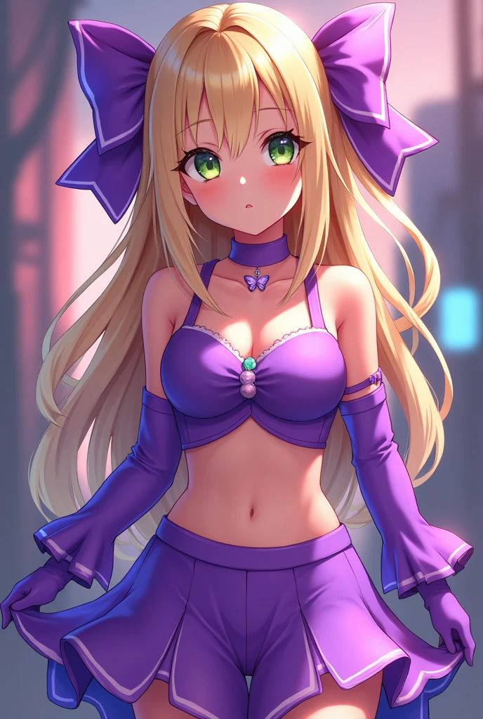 Small breasts,blonde,Hair above one eye,Green Eyes,Laughing with your mouth open,tights, ((Pink magical girl costume)),Removable sleeves,beret,ribbon,(darkness,Simple Background,masterpiece,Best image quality,Highest quality) Browsing Caution