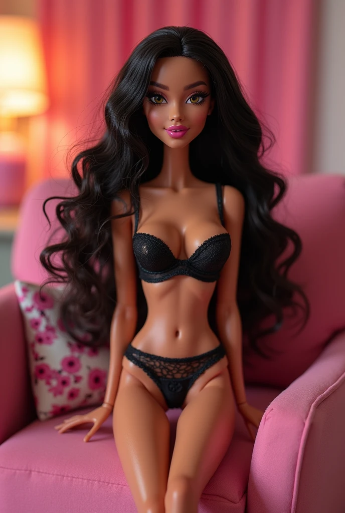 A tan-skinned brunette woman, black hair brown eyes, mr media, in very small white bras and white pants that show a white thong, small mouth, with red lips and subtle makeup the hair is pink, in a city full of Renaissance buildings, with augmented reality