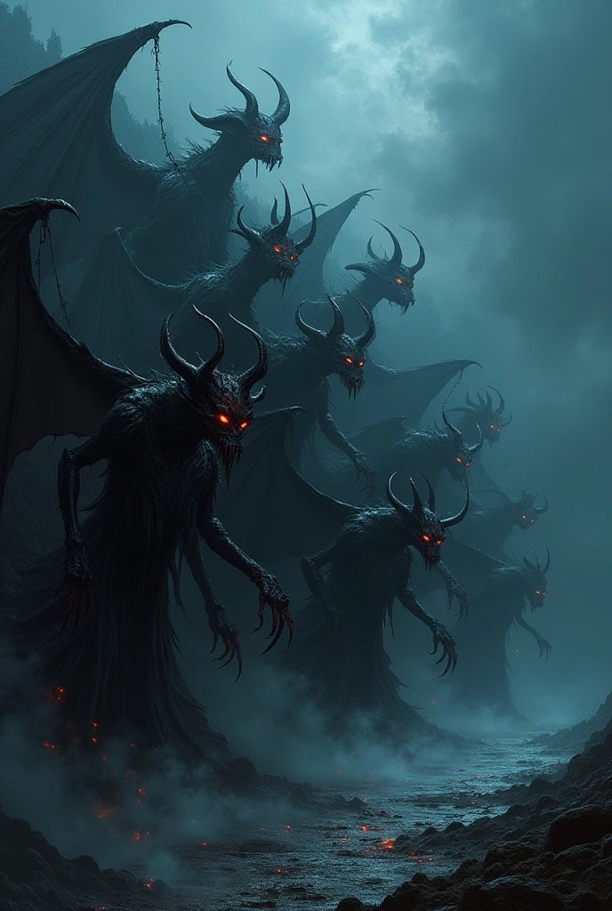 a club of monstrous creatures,oil painting,highly detailed,surreal,dark,dramatic lighting,cinematic,chiaroscuro,moody,gothic,(best quality,8k,highres,masterpiece:1.2),ultra-detailed,(realistic,photorealistic,photo-realistic:1.37),cinematic composition,dramatic shadows,moody atmosphere,dark palette,rich textures,dynamic poses,intense expressions,nightmarish,sinister,unsettling,ominous,foreboding