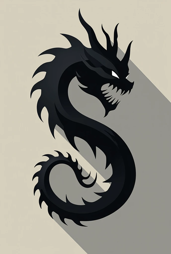 Create a minimalist logo with the shape of a dragon and black and gray colors