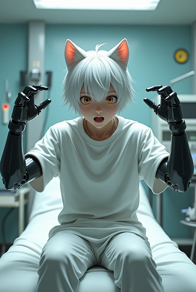 masterpiece, highly detailed, best quality, (close up:1.2), (hyperrealistic:1.3), pov,
cyberpunk, bathroom, (circuit board, cables, cardiogram),
miqo'te, (fluffy:1.4), (furry:1.3), (chibi:1.1), (flat chest:1.4), ahoge, slit pupils, (looking at viewer),
smirk, fangs, standing, nude, pussy, mirror selfie,
blood, (bullet wound:1.3),
BREAK blue hair, glowing orange eyes, dark blue fur,
<lora:mechabare:1> gynoid, (damaged_skin chest, damaged_skin leg), mechanical parts,