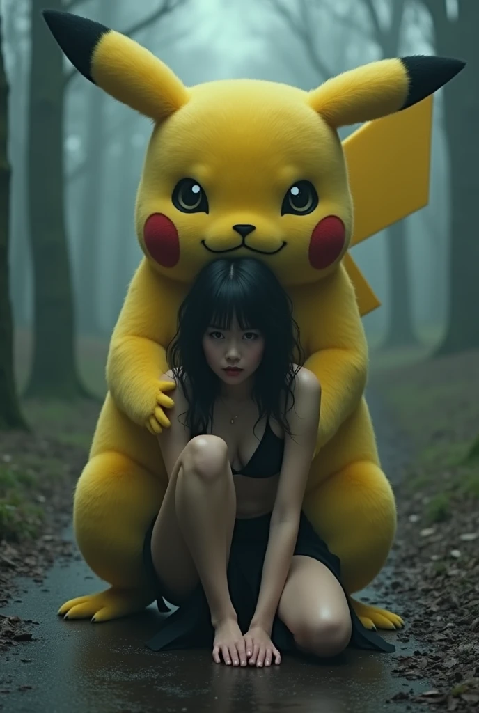((high detailed, best quality, 4k, masterpiece, hd:1.3)), ((best quality)), (((HD))), (((8k))), (ultraDH), (ultra HD), full-body picture, araffe, devious gaze, devious smirk, long black scene emo hair, anime girl cosplay, 🐿🍸🍋, crop-top, anime cosplay, anime girl in real life, full yellow pikachu cosplay, Julzzess, ig model | JULES, better known as Julzzess, professional cosplay, cosplay, pikachu as a human, (breast focus), (arms fixing hair:1.2), (from front:1.3) (from above:1.3), (shoulders out:1.3), (thighs out:1.3), (breast out:1.3), (off shoulder:1.1), (heavy colorful makeup), (perfect hands, perfect anatomy)