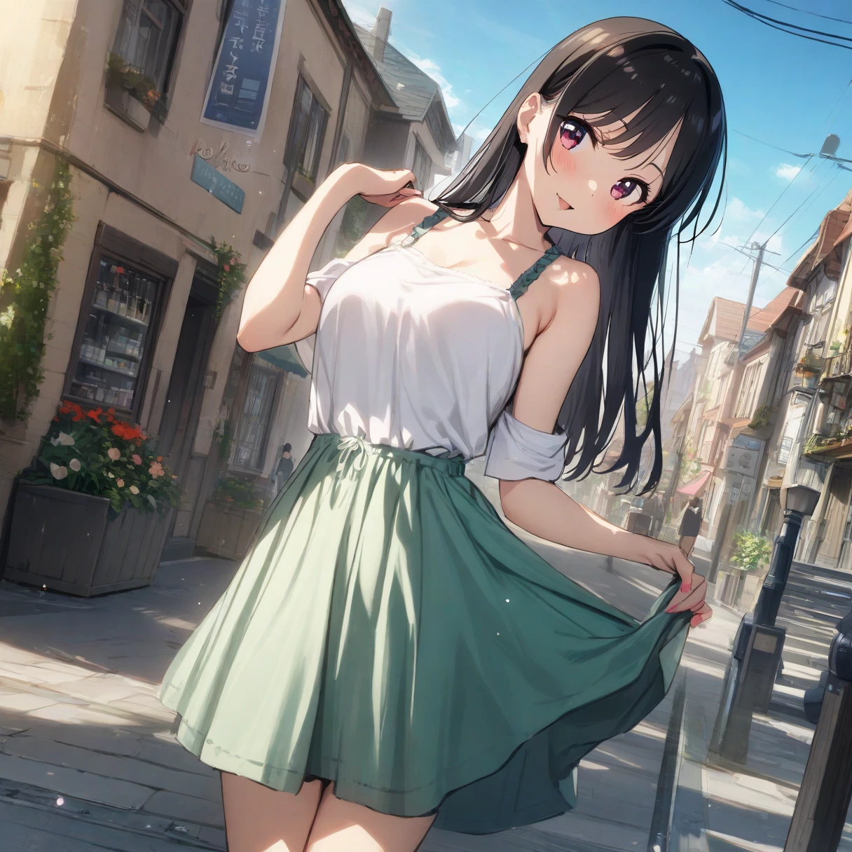 1girl, Mizuhara Chizuru,Rent a Girlfriend,dress,town,masterpiece, best quality, absurdres,
