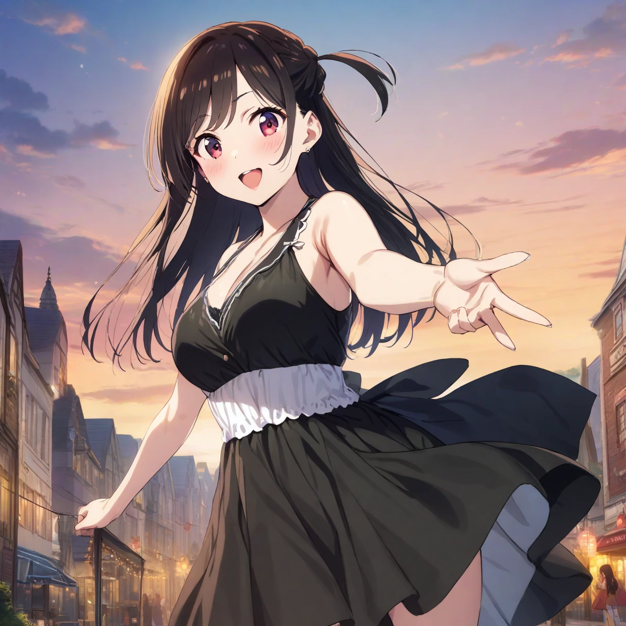 1girl, Mizuhara Chizuru,Rent a Girlfriend,one side up,dress,town,masterpiece, best quality, absurdres,
