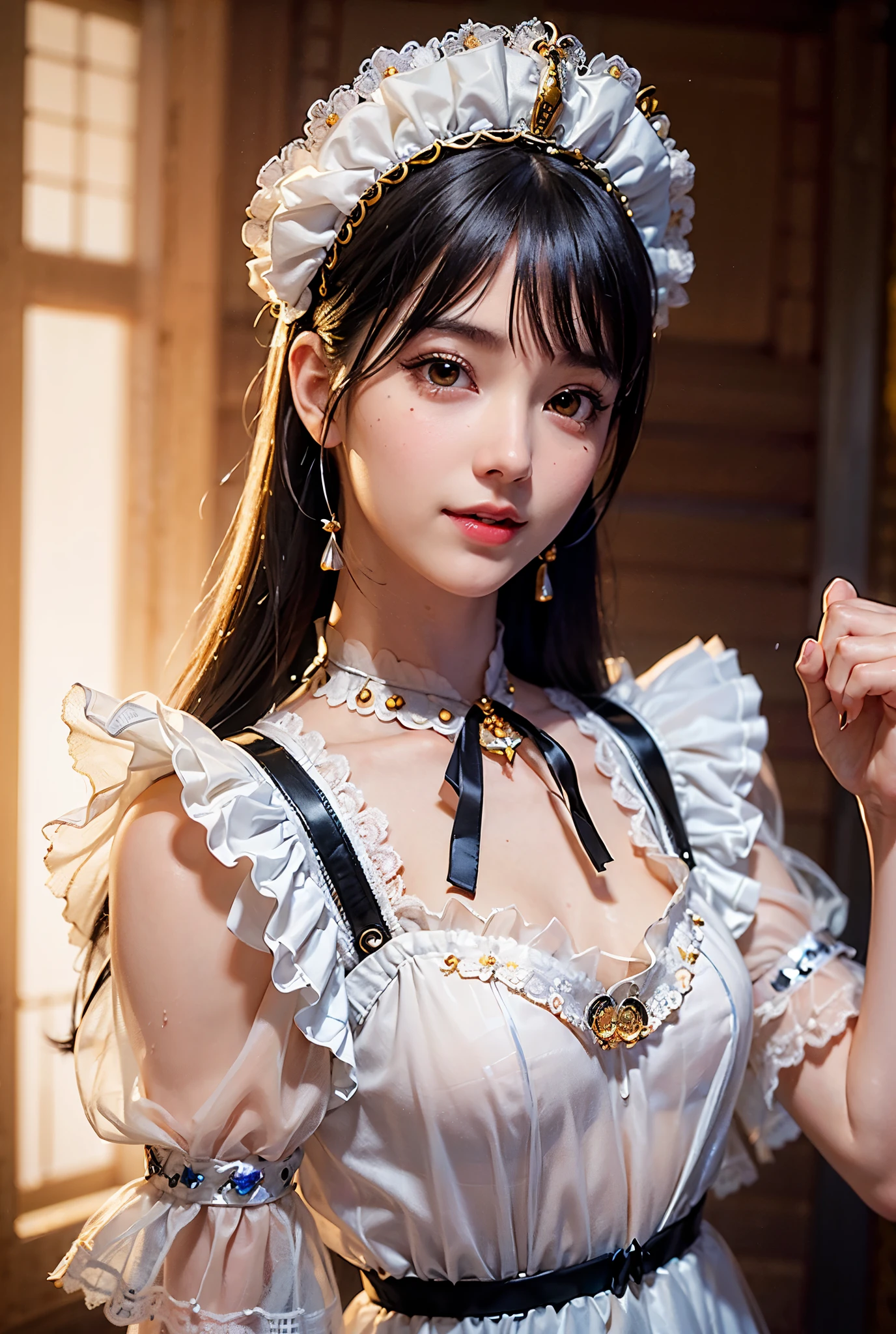 Charming lady by Tony Taka, 35mm lens, f2, clutter, ultra detailed, perfect environment, volumetric lighting, product photography, unreal engine, 8k