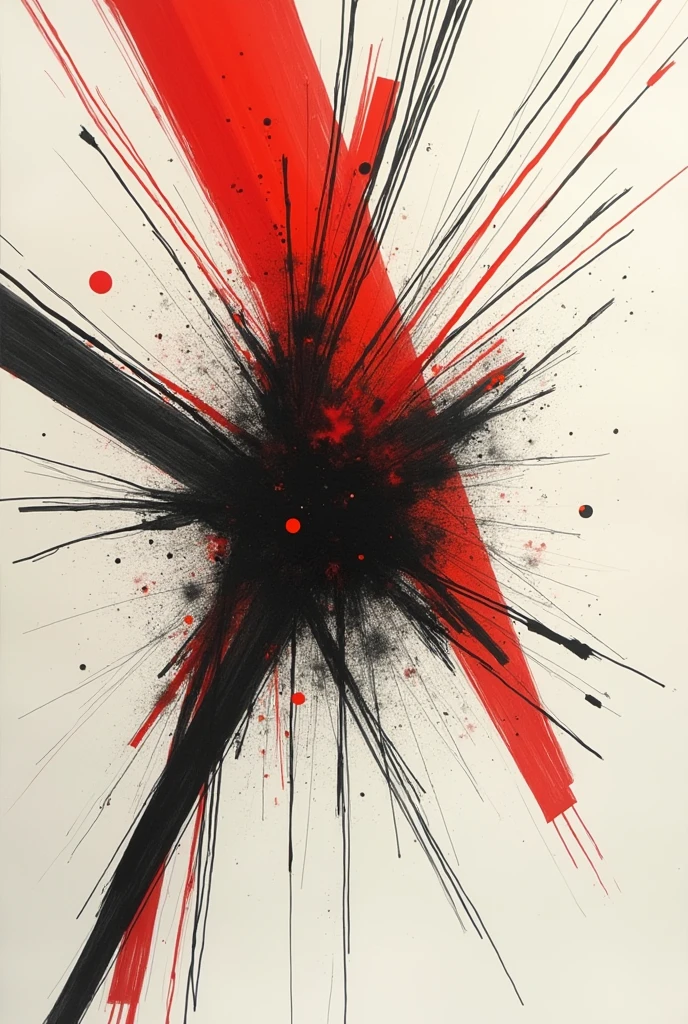 Abstract urban painting with red and black colors