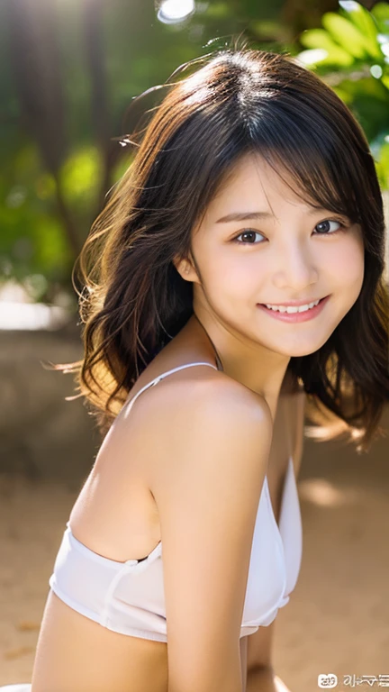 realistic,garbage dump,outdoor,nsfw,beautiful japanese girl,pubic hair,embarrassed smile, rope,shibari