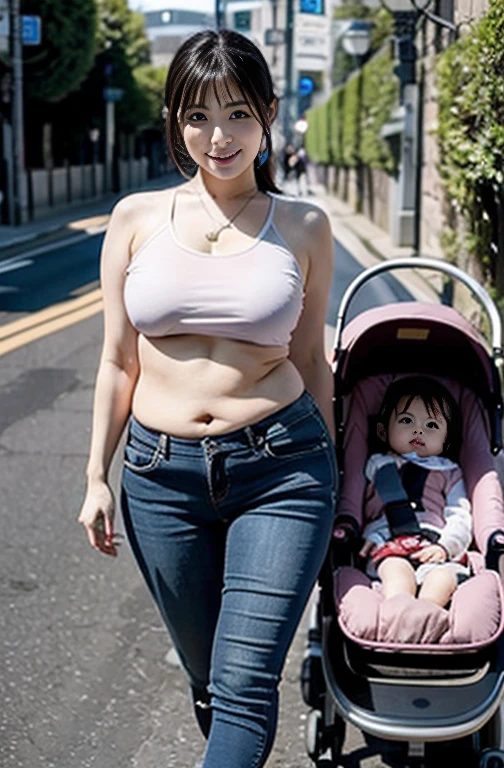  Japanese Idols、Completely naked、 lower body naked、 no panties、 lower body exposed、Pussy、 realistic ,　 Japan's most beautiful mom (Huge)　 mom standing side by side with baby stroller、Plump、Waistline、Wide pelvis、alone、ママのPussyから精液が垂れる、Accurate Face、Face retouching、 cute face、*********、**********、Accurate Body、Precise body、Precision Face