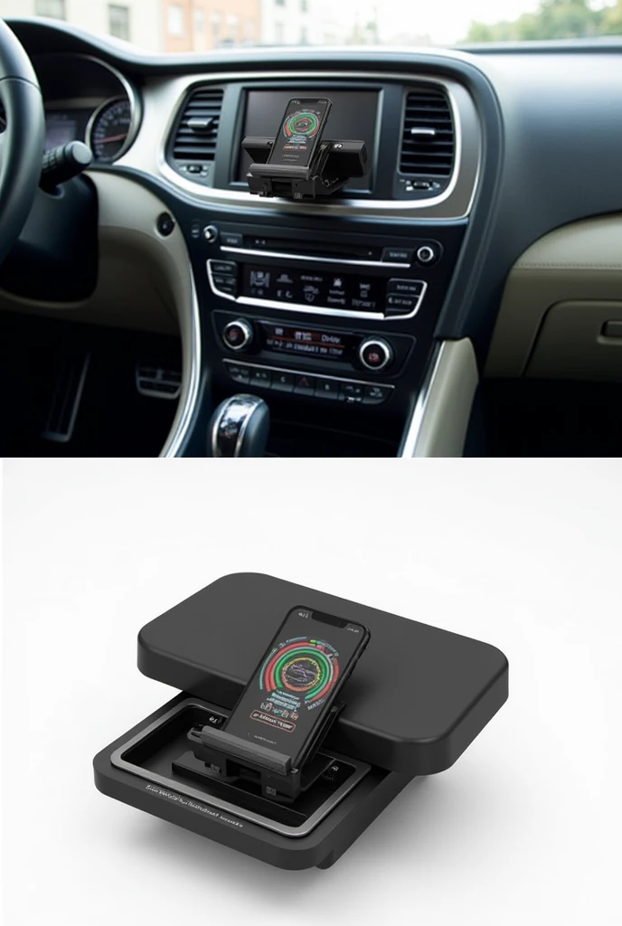 Tacho with cell phone holder with safe