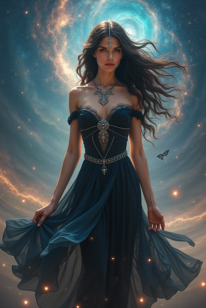 High detail, super detail, super high resolution, very sexy girl, enjoying her time in the dream galaxy, surrounded by stars, warm light sprinkled on her, full body, background is starry sky with colorful galaxies and galaxy clouds, stars flying around her, delicate face, playful atmosphere,