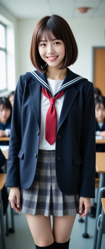 (  happy expression:1.26)、  RAW photos 、(((The ultimate full-body beautiful photo)))、((  growing skin))、  1 girl、  beautiful girl 、Bright expression、((  brown hair))、 ( Women's college uniform  :1.5)、  red tie uniform  , dark blue closed blazer for  standing in a school classroom, SWEATSHIRT GIRL 、  wearing a plaid pleated skirt 、View from the floor、(  long socks or pantyhose sweatshirt)、(  photo flipping through your own skirt by the office window  )、Big Breasts、 feet 、 squat、  panties、((  very detailedな))、hyper Genuineistic, Genuine, (  perfectly detailed face )、()、(Finger detailing)、( excellent anatomy)、  image like the picture 、最  High Quality  、  very detailedな、  film light  、 Intricate depiction using 3 tentacles 、  is high definition 、  very detailed))、  detailed background、8 QHD、  DSLR Camera 、Soft light、  High Quality  、  film grain 、  Fujifilm xt3  、  Shallow Depth of Field  、 Natural Soft Light 、Kamimei、  standing、((( full body shot))),(((( full body shot))),(((( full body shot))),(((( full body shot))),(((( full body shot))),(((( full body shot)))
