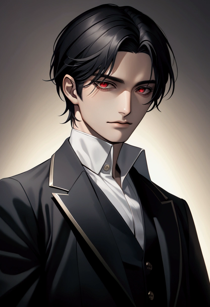  black haired short haired man　 red eyes　Male focus　man10　0.45 add 