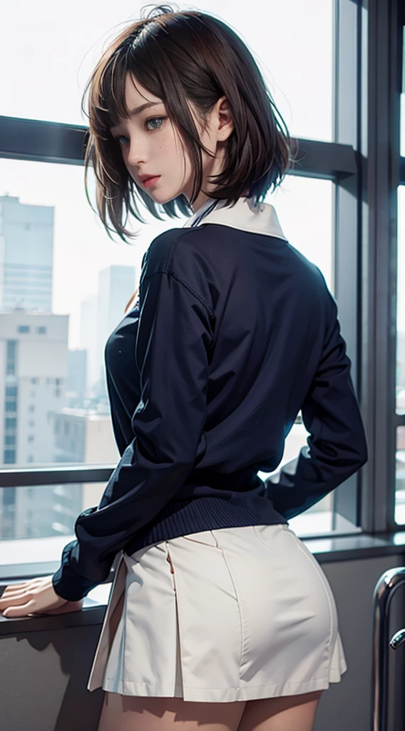 (table top, highest quality、high detail:1.4、very attractive beauty、Adds intense highlights to the eyes、look closely at the camera:1.4、Beautiful woman full of charm、ideal body proportions、perfect anatomy、brunette short bob hair、shiny hair、bangs:2、光沢のあるbangs:2、lip gloss),1 girl, Report, light brown shiny hair, scarf,realistic, looking at the viewer、Please tilt your head slightly, bright colored crystal light blue eyes, short and shiny hair、 chest中央に穴の開いた白いタートルネックの衣装,chestの真ん中に丸い穴のあるセクシーな白いタートルネック ニット セーター、 lips, lip gloss, Upper body、Big eyes、eyelash、face is a little red、embarrassing)、((italian road in winter))、((short hair with Big eyess、Give students very powerful highlights、{Huge|big|Hugeな|mega} chest:2、very bigger chest:2、look at the audience、very beautiful beauty、show me your ears、long neck、smile a little、beautiful teeth、open your mouth and smile、heart shaped eyes))、28 years old、very cute super model、portrait:2、close your face:2