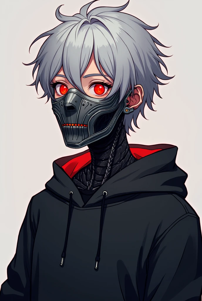 dark theme, eem, looking at viewer, short hair, simple background, 1boy, upper body, white hair, male focus, necklace, black eyes, chain, eyepatch, spiked hair, black background, portrait, spikes, black sclera, spiked collar, black mask, <lora:emo_edit_manga-10:1> <lora:LowRA:0.8>