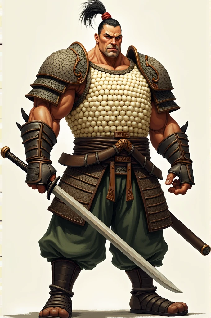 (absurdres, highres, ultra detailed, HDR), masterpiece, intricate details, best quality close-up picture of a character from suikoden, a character with handsome looks, korean face, bald head without hair, anime blue eyes, smirking face, matured teen, tim Burton theme, topless outfit showing chest,Wear a large rosary necklace around your neck, detailed underworld town setting background, big moon scenery, detailed character, art kenouji, arafed male with a sword and a shield in his hand, 3 d render character art 8 k, barbarian, yasuke 5 0 0 px models, conan, picture of an adult male warrior, fighting game character, hybrid from dynasty warriror, ne zha from smite, male barbarian, male warrior, fantasy character octane render, barbarian warrior, highly detailed character,a close up of a man with a sword and a hat, inspired by Hu Zaobin, inspired by Yang Jin, chinese warrior, inspired by Huang Shen, male warrior, guan yu, sun wukong, inspired by Du Jin, inspired by Li Kan, inspired by Dai Jin, legendary god holding spear, concept art of a warrior