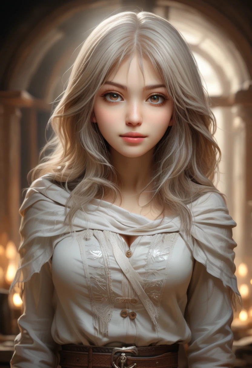 (Hyperrealism), (illustration), ( high resolution), (8K), ( extremely detailed ), (best illustration), (beautiful  careful eyes ), ( is the best quality), (Super Fine), (masterpiece), (wallpaper), (Realistic), (natural light), ( Detailed Facial ), ( of highly detailed realistic skin textures), ( Anatomically Correct ), ( unique ), ( 1 girl:1.52), ( Highly Detailed Realistic Hair ), (White hair:1.35), (Heterochromic pupils), ( careful eyes ), ( brown eyes:1.37), ( sparkling eyes ), (Realistic huge breasts:1.53), ( Slim Abs ), ( dynamic posture), (Tightly closed mouth:1.3), (Condense expression ), ( from head to toe :1.54), (dimple:1.34)