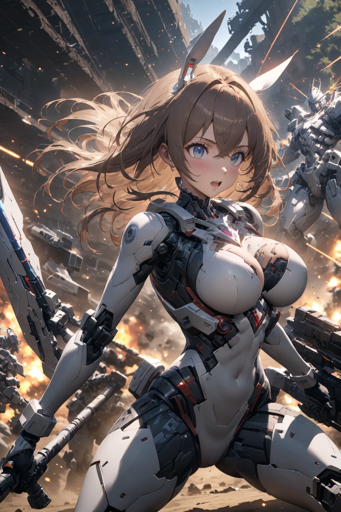 ((ヘッドshot:1.6))、(((Mai Shiranui:1.3)))、(((Shining lenses on both breasts:1.3)))、((Blue pillars of light are emanating from both chests...:1.3))、(((Dynamic pose:1.8)))、smile、((8k)), ((32K)), ((最high quality)), ((masterpiece)), ((超High resolution)), ((Tmasterpiece)), ((Halation:1.4))、((Mechaニカルheadgear:1.2))、((Cyber Headphones:1.3))Fine skin, high qualityの生地, high qualityな金属の質感、((Beautiful and dense face))、RAW Photos、Professional, Ultra-fine painting, ((alone)), beautiful胸、最high quality, Very detailed, Very detailed詳細, Finer details, とてもbeautiful, ((Princess Knight Robot:1.2)), (Joints of machines, Mechanical Limbs:1.3), (The internal structure of the machine is exposed:1.3), (High ponytail:1.1), (Beautiful and huge mechanical breasts)、White Veil, cowboy_shot, Side Focus, headgear, Shiny、(Five Fingers, Four fingers and thumb),Concept Art, Anime fantasy artwork, Detailed fantasy art, (Has brown hair and large white wings,), (((High ponytail))), (Mecha:1.6)、Sleek and intimidating design, ((Commander-in-Chief'arm)), (Perfect robot body)、純白と青紫のarmまたは, Symmetrical wings, 8kHigh resolution, Detailed Art, 8kでのキャラクターアートの3Dレンダリング, neat legs, Defined, Defined fingers,((headshot:1.3))、((masterpiece)), ((最high quality)), ((Very detailedなイラスト)), ((Very detailedな背景)), ((Realistic lighting))、Rough skin, Very detailedな, Advanced Details, high quality, 最high quality, High resolution, 1080P, hard disk, beautiful,(War Machine),beautifulサイボーグの女性,Mechaサイボーグ、(((Owns a large mechanical kunai:1.6)))、((attack posture:1.6))、((((Cyber Bed Phone:1.8))))、((機械式headgear:1.6))、(((Android wearing heavy mirror-like mechanical armor:1.2)))、(((High ponytail:1.3)))、((Mai Shiranui:1.2))、(Attack behavior:1.6)、(((Combat Stance:1.6)))、((Throw a punch)) 、1 person、Age 25, Japanese Mature, beautiful指, beautiful長い脚, beautiful体, beautiful鼻, beautifulキャラクターデザイン, Perfect Eyes, Perfect Face, jewelry, hair ornaments, king of fighters,
(Tabletop, 最high qualityの, 最high quality, beautiful and aesthetic: 1.2), Very detailed, More detailed,Proper body balance,Tabletop,超high qualityの出力画像,High resolution,Intricate details,とても繊細でbeautiful髪,Realistic photos,dream-like,Professionalフェッショナル照明,Realistic Shadows,Focus Only,
(Big Breasts:1.2,) ,