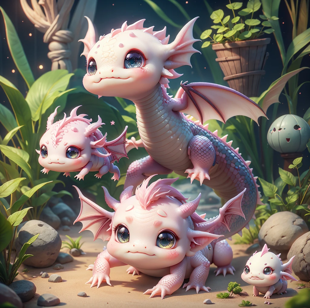 small axolotl dragon , Cute little dragon, Cute 3d rendering,