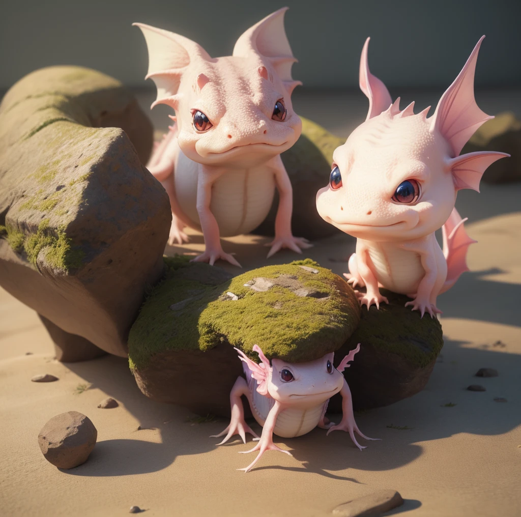 small axolotl dragon , Cute little dragon, Cute 3d rendering,