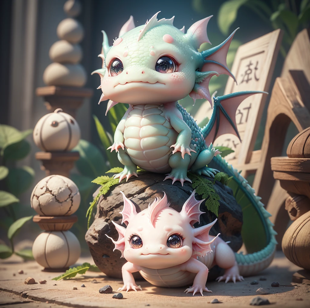 small axolotl dragon , Cute little dragon, Cute 3d rendering,